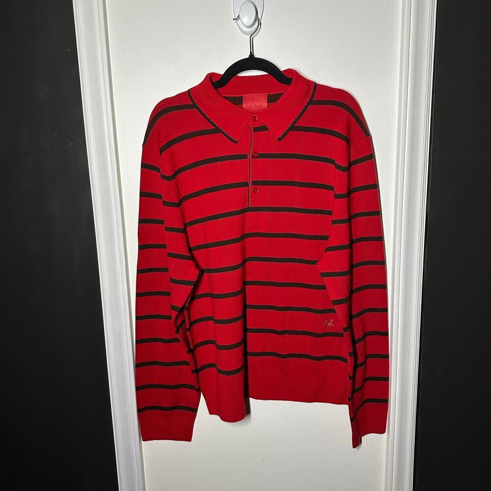 Paul Smith X Commission Men's Merino Wool Red Striped Collared Sweater Size Xxl View 3